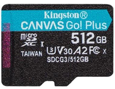 Карта памяти Kingston microSDXC 512 GB Canvas Go Plus 170R A2 U3 V30 (ERC-SDCG3/512GB) - фото 2 Карта памяти Kingston microSDXC 512 GB Canvas Go Plus 170R A2 U3 V30 (ERC-SDCG3/512GB) - фото 2