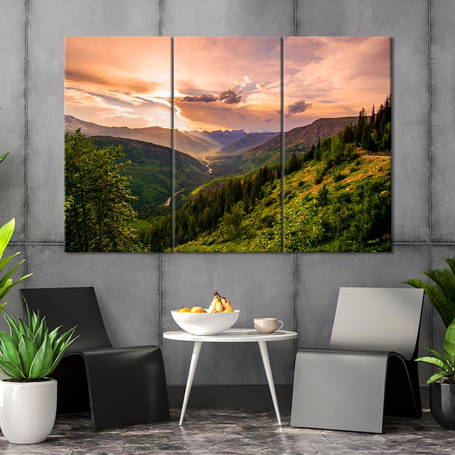 Картина природа Горный пейзаж с рекой 128x81 см (A1149-3)