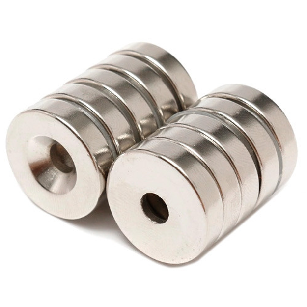 Комплект сильных круглых неодимовых магнитов с зенковкой отверстием 18x4 мм N50 с зенковкой отверстием 5 мм 10 шт. (285708) Комплект сильных круглых неодимовых магнитов с зенковкой отверстием 18x4 мм N50 с зенковкой отверстием 5 мм 10 шт. (285708)