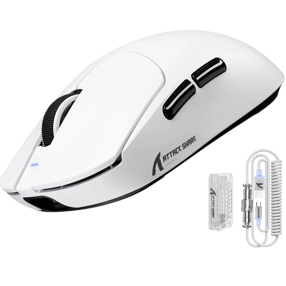 Комп'ютерна мишка attack shark X8 ULTRA 42000 DPI PAW3950MAX 8K 2.4G/USB-C з кабелем/Bluetooth White (29817192)