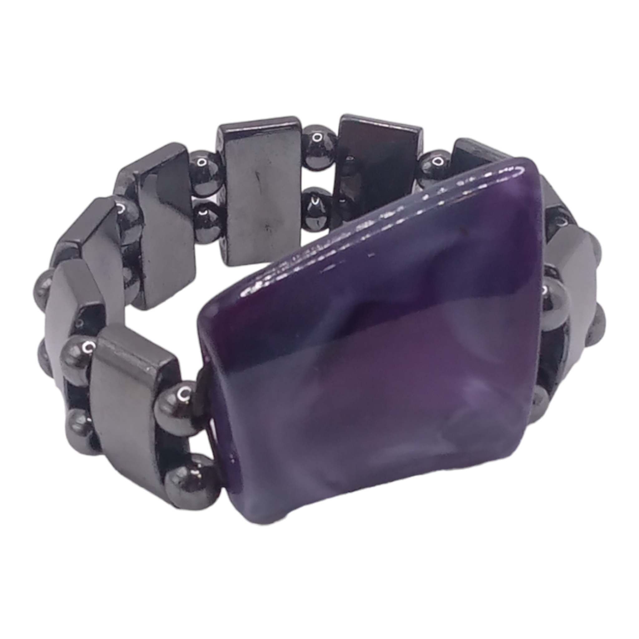 Браслет ручной работы по гематиту и вставке Черно-фиолетовый (15126596)