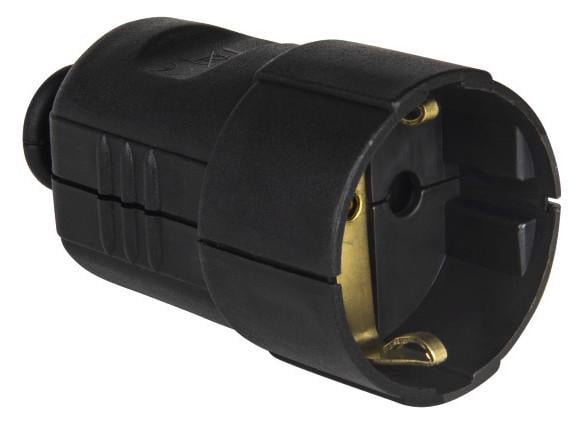 Розетка переносная корпус полипропилен 250В 16А 2P+E IP20 CEE 7/3 Typ F Черный (05177)