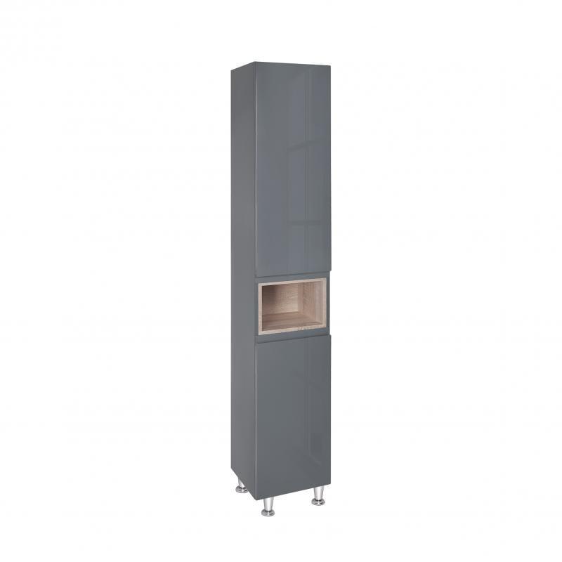 Пенал напольный Q-tap Robin Graphite/Whitish oak QT1376PN1652RGWO