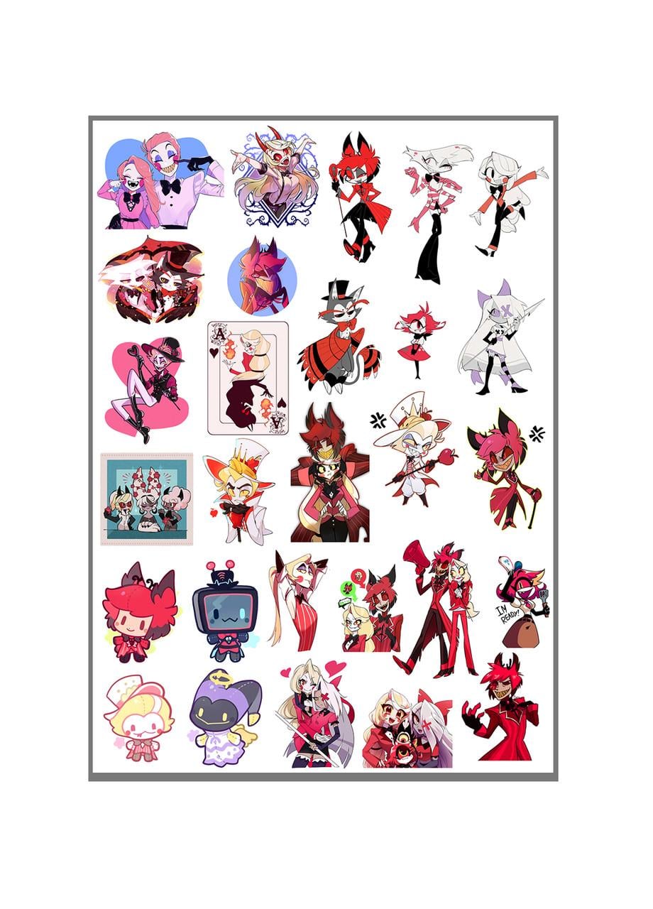 Стікери наклейки Готель Газбін Hazbin Hotel А3 аркуш (stik_296)