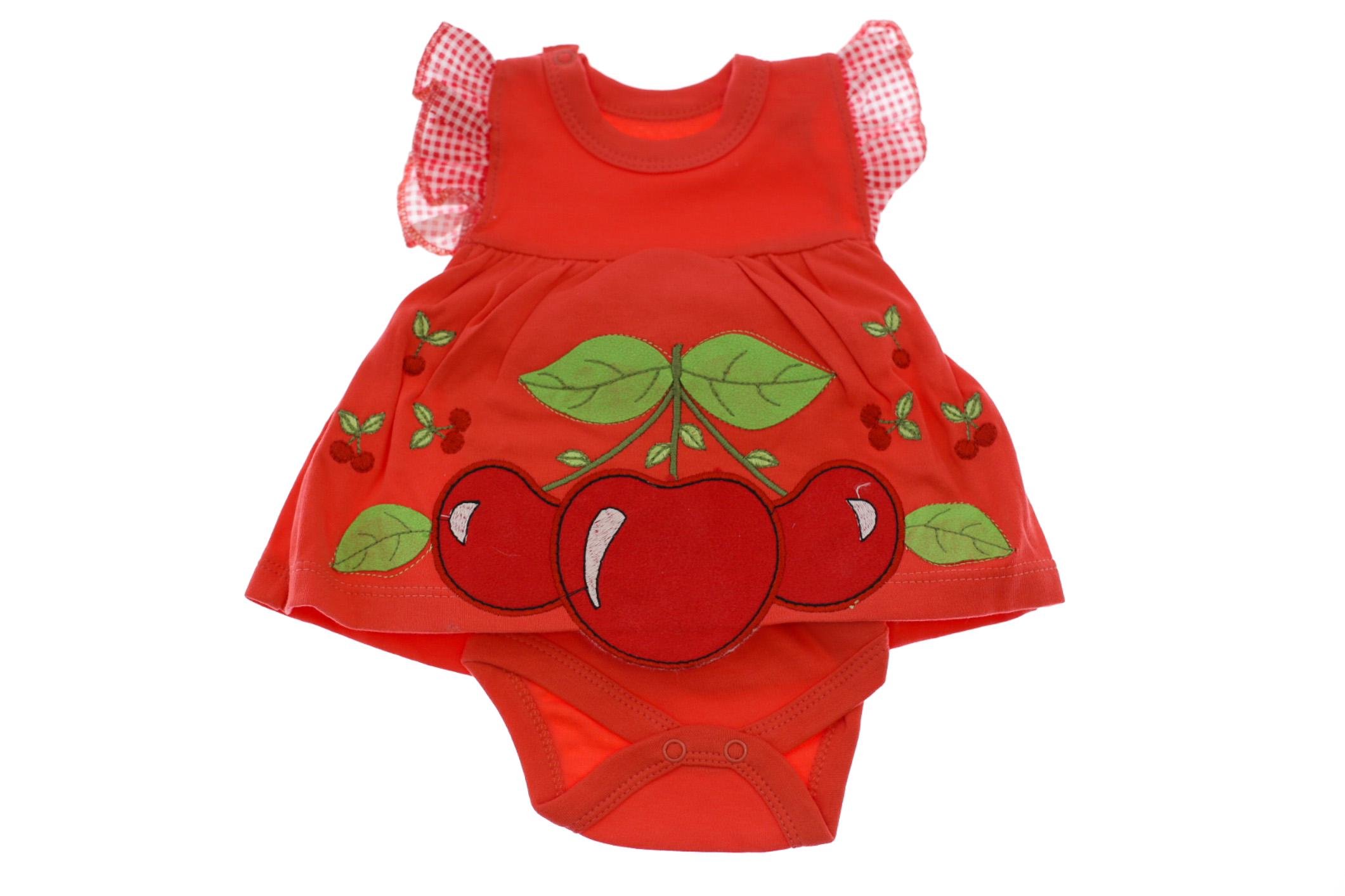 Боди-платье с коротким рукавом для девочки BABYKROHA Вишенка интерлок 68 см Красный (32258)