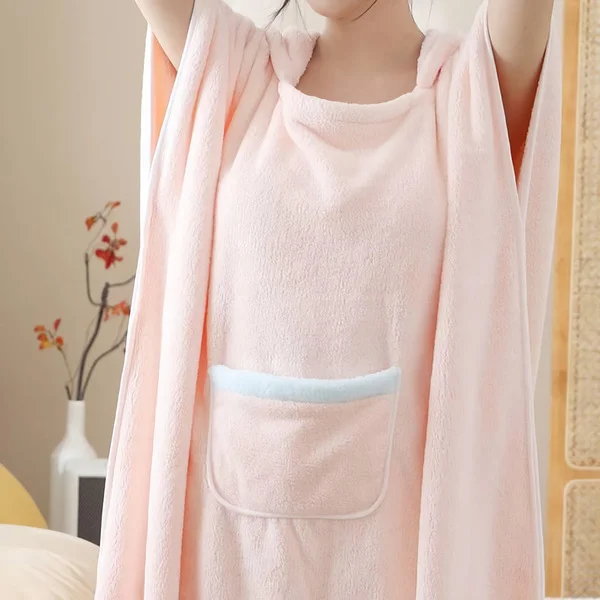 Полотенце-халат с капюшоном 70x100 см Розовый (C00753-1) - фото 5 Полотенце-халат с капюшоном 70x100 см Розовый (C00753-1) - фото 5