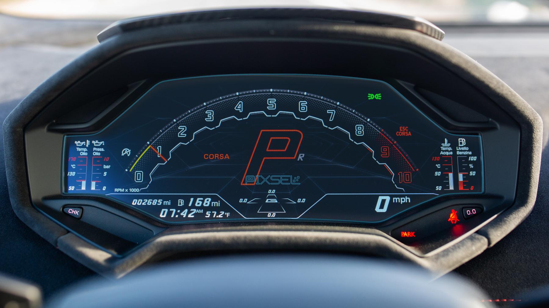 Защитное стекло Pixsel гибридное матовое на панель приборов Lamborghini HURACAN 12" 2022