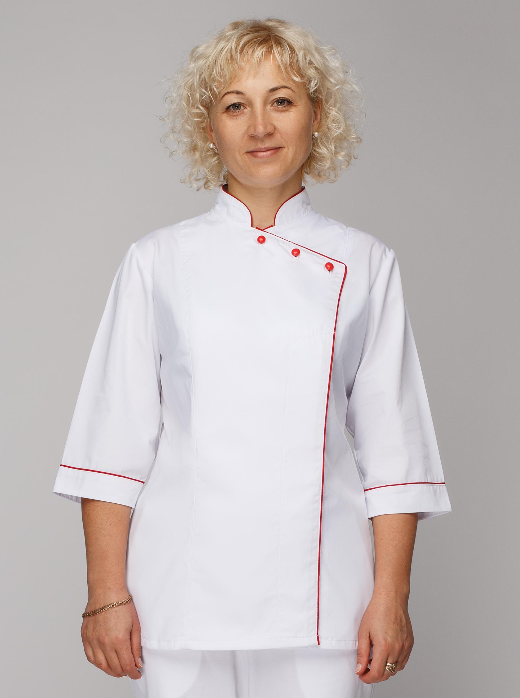 Куртка кухаря жіноча Партекс Еліт р. 50 White/Red