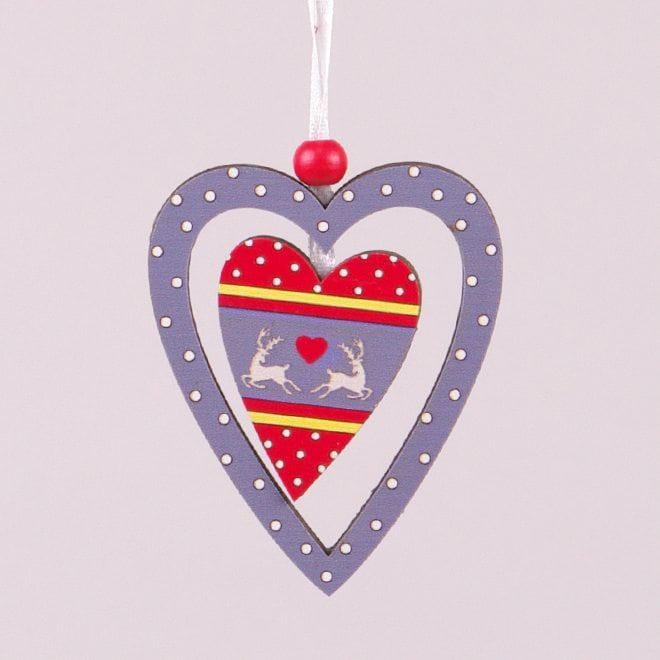 Новогодний подвеска Flora Сердечко 8,5 см 2 шт. (19951)