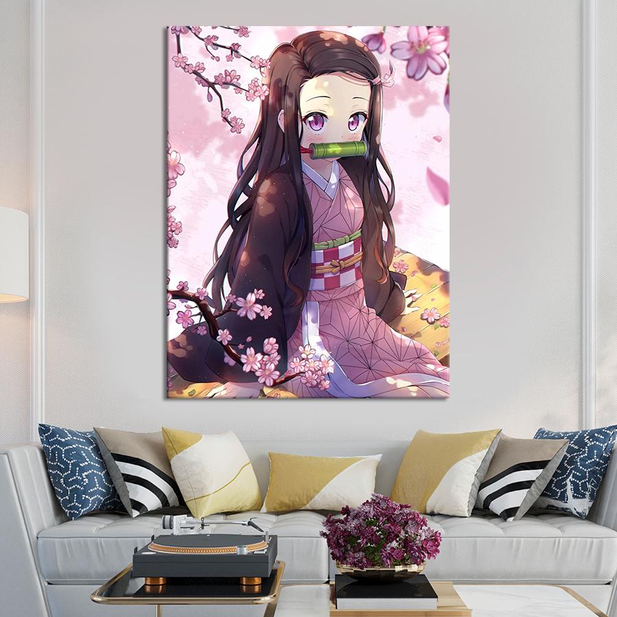 Настенний декор Демоническая Незуко Камадо Клинок Клинок рассекающий демонов 80x60 см (YA-4)