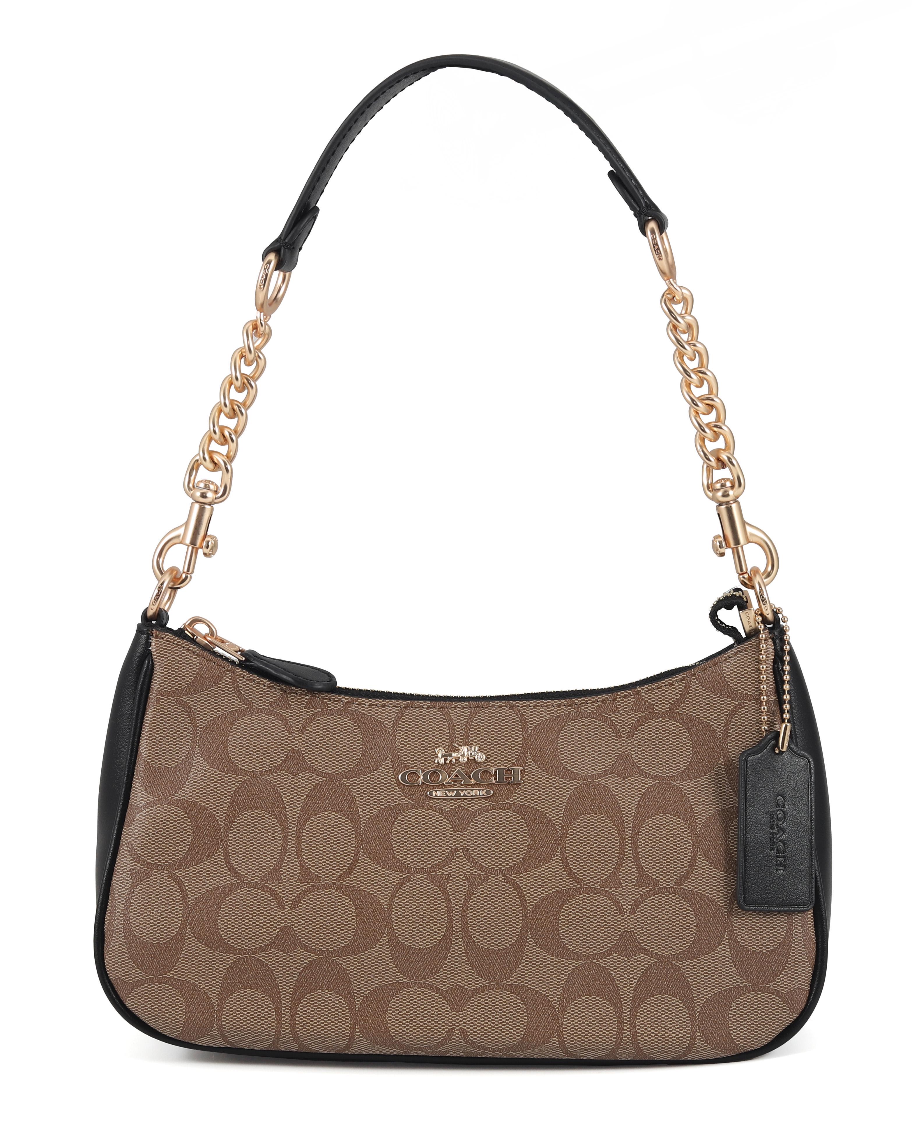 Сумка женская Coach Teri Shoulder Bag In Signature Canvas Khaki/Black