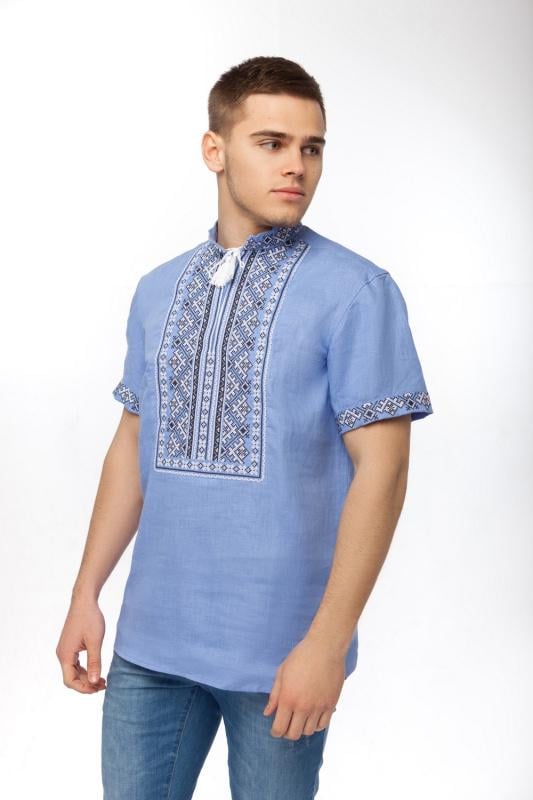 Вышиванка мужская р. 50 Голубой (302)