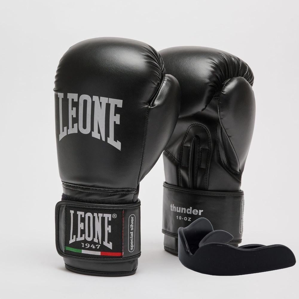 Боксерские перчатки Leone GN383 THUNDER 16 унций с капой Black (3019820428) Боксерские перчатки Leone GN383 THUNDER 16 унций с капой Black (3019820428)
