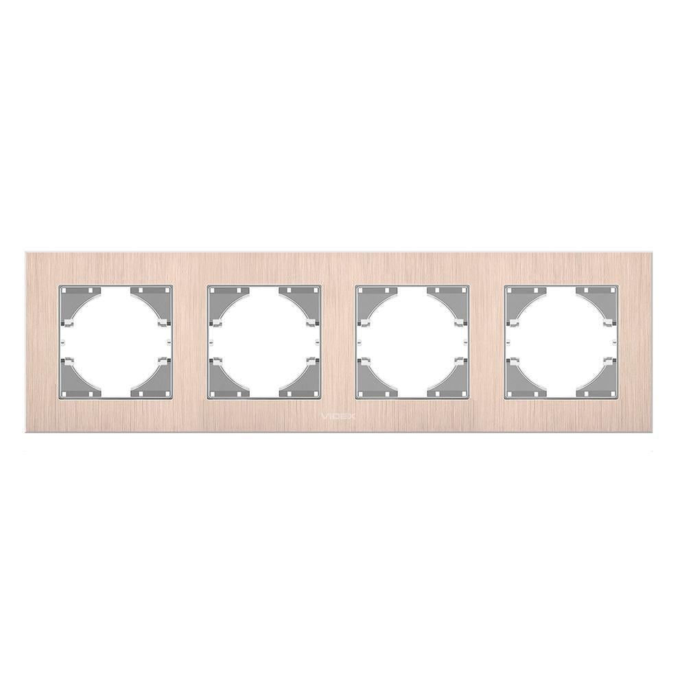 Рамка для розеток Vіdeх Bіnerа 4 места горизонтальная алюминий Медный (22551091)