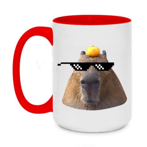 Чашка керамическая двухцветная Capybara cool 420 мл Красный (12767746-3-181785) - фото 1