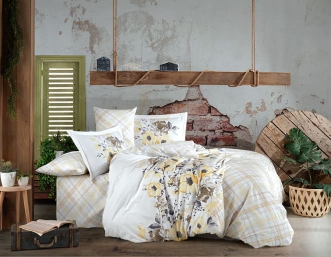 Комплект постельного белья Hobby Poplin Belinda 200x220/50x70 см 2 шт. Желтый