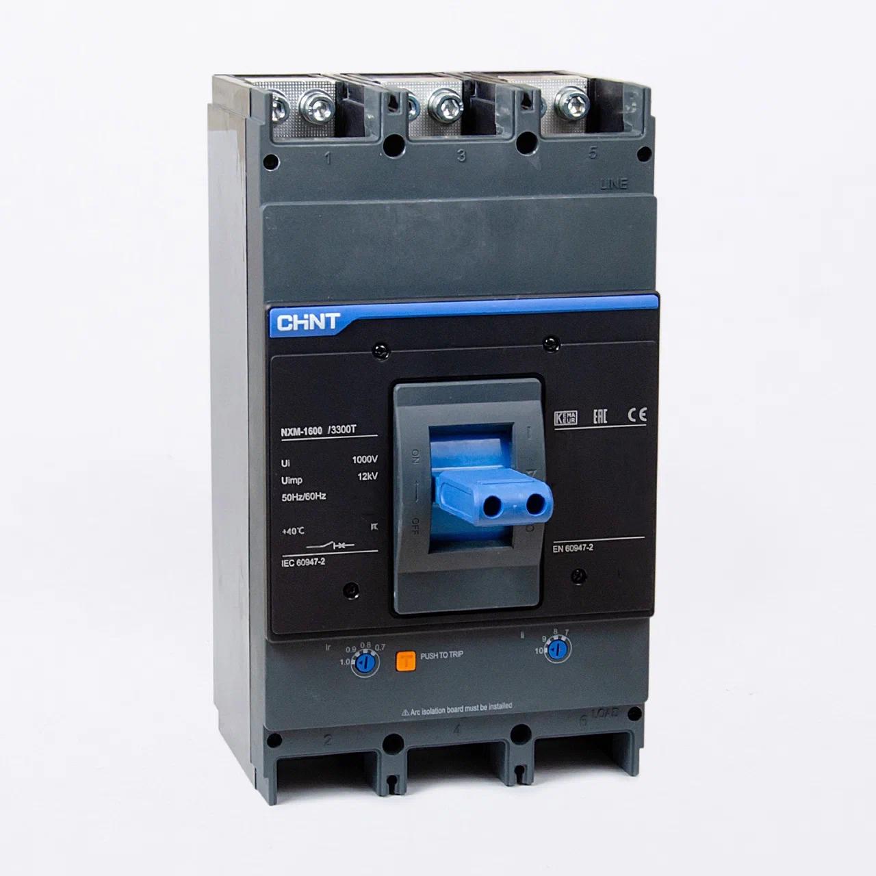 Автоматичний вимикач CHINT NXM-1600H/3300T 3Р 1000А 70кА з регулюванням (844311)