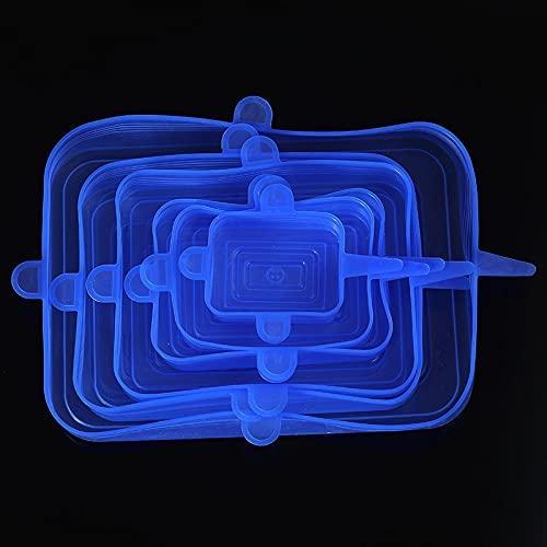 Набір універсальних прямокутних силіконових кришок 6 шт. Синій (1842828258) - фото 6 Набір універсальних прямокутних силіконових кришок 6 шт. Синій (1842828258) - фото 6