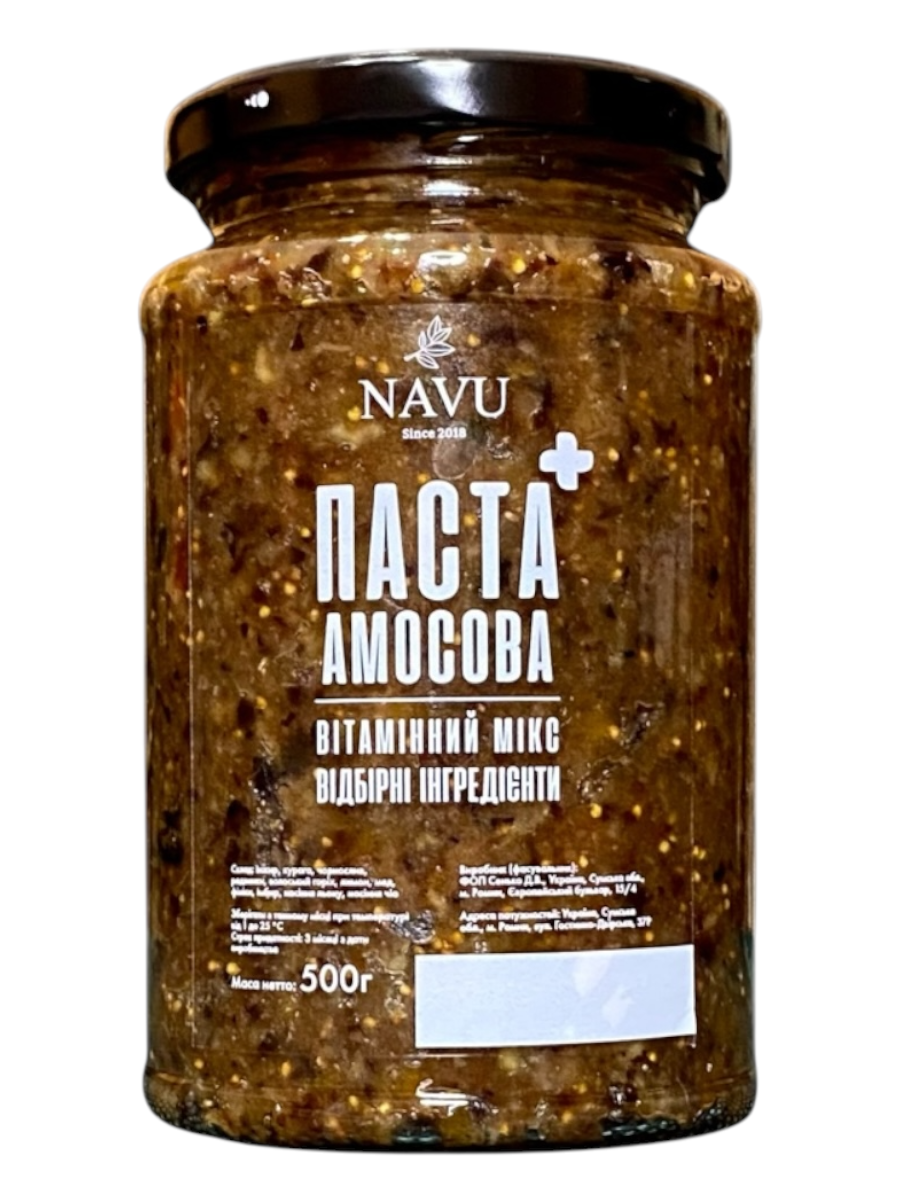 Паста аммосова медовая смесь Navu мед с орехами из сухофруктов для сердца усиленный состав 500 г (PA -01-500)