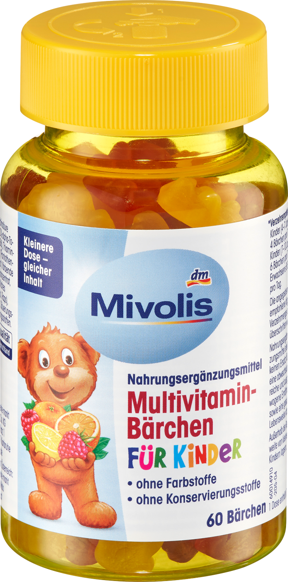 Мультивітаміни для дітей Mivolis Multivitamin Bärchen Ведмежуйки жувальні пастилки №60 для дітей з 4 років