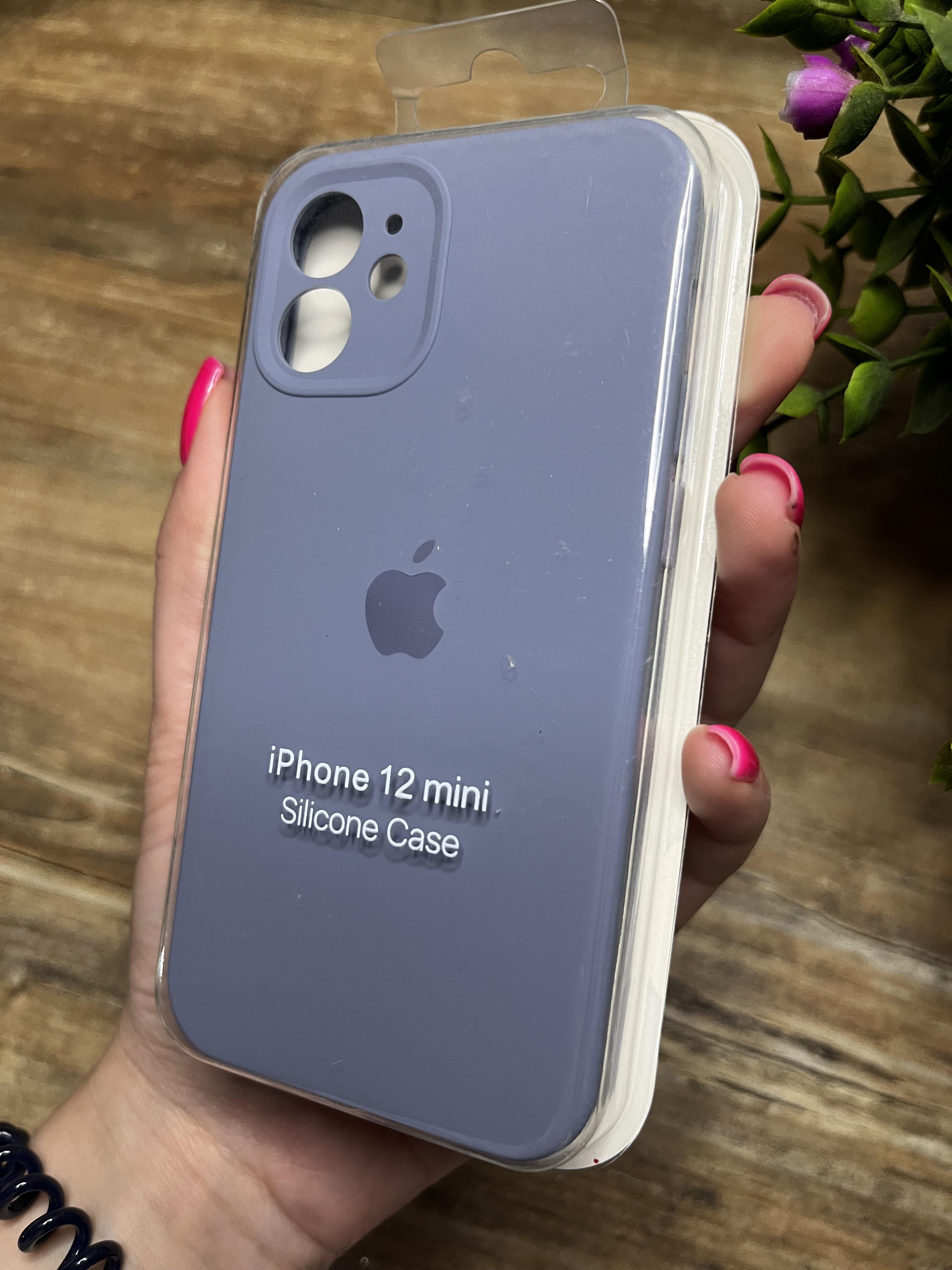 Чехол накладка на iPhone (Айфон) 12 Mini квадратные борта silicone case full camera Apple
