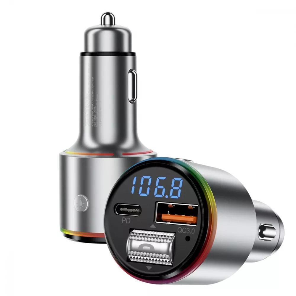Зарядний пристрій в автомобіль в автомобіль Proove FM Launcher 30 Вт з RGB-підсвічуванням Silver (27316827) - фото 4