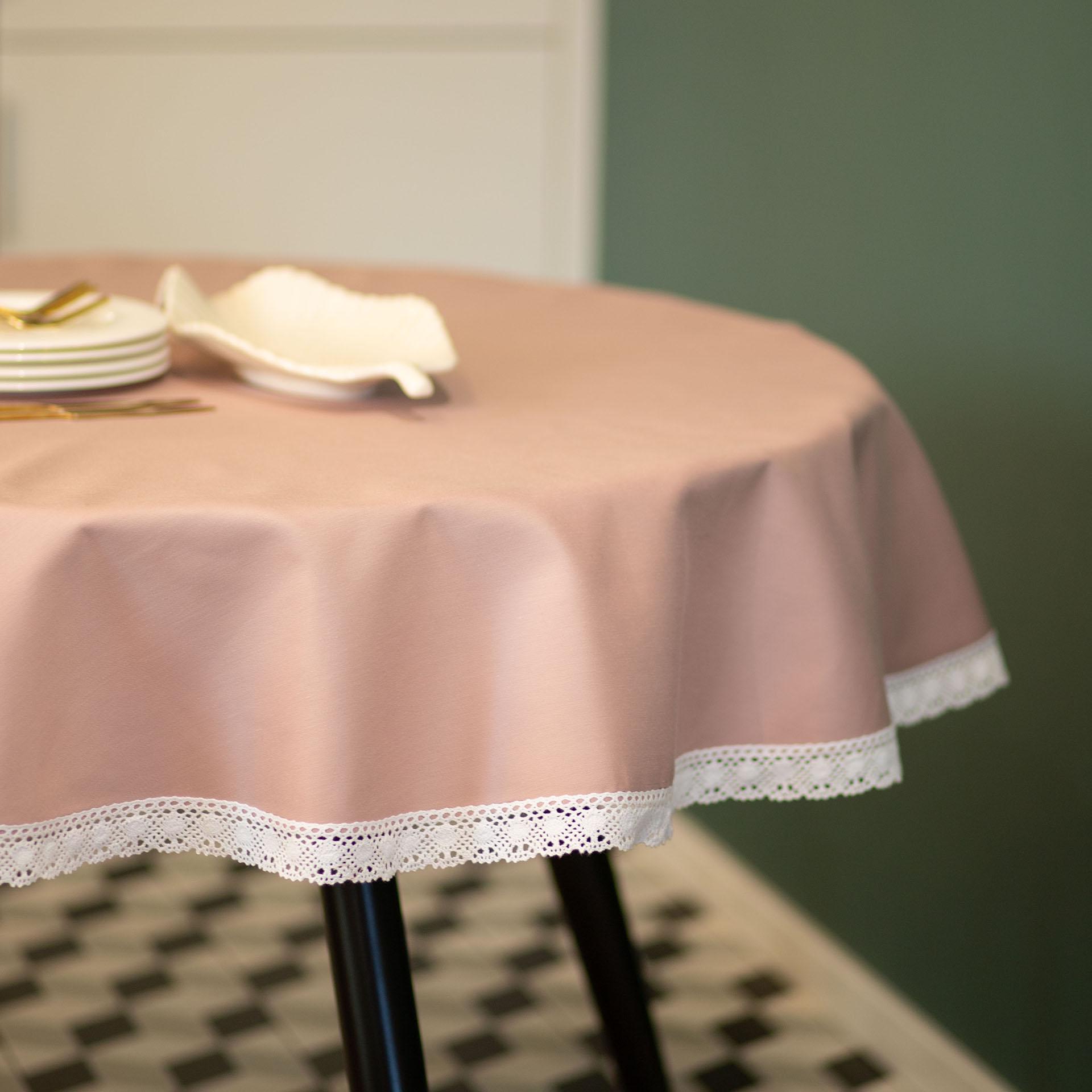 Скатертина на круглий стіл з мереживом 1,4 м Розовый (56-19/00) - фото 2 Скатертина на круглий стіл з мереживом 1,4 м Розовый (56-19/00) - фото 2