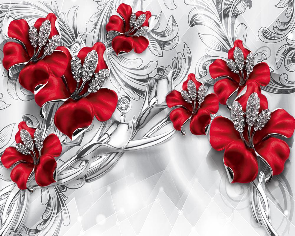 Фотообои Artside Красные цветы 30285d