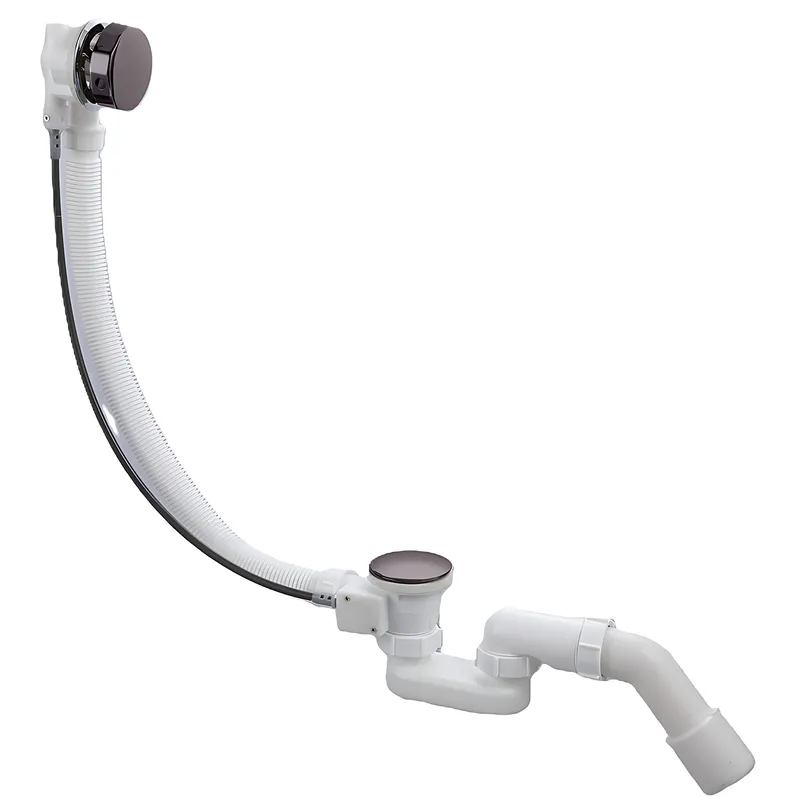 Сифон для ванны Koer BD-04-07 полуавтоматический с переливом без ревизии 1 1/2" Графитовый (KR5444) - фото 1