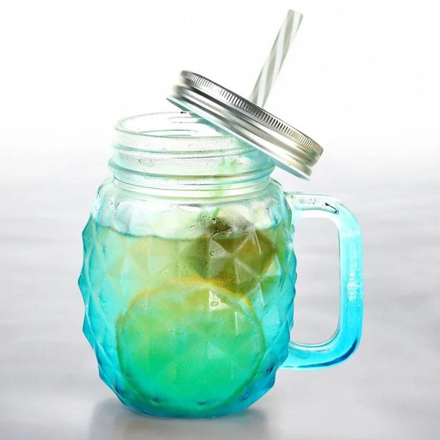 Чашка-банка скляна Ананас з кришкою і трубочкою 500 мл Блакитний (OS-K9480B) - фото 4 Чашка-банка скляна Ананас з кришкою і трубочкою 500 мл Блакитний (OS-K9480B) - фото 4