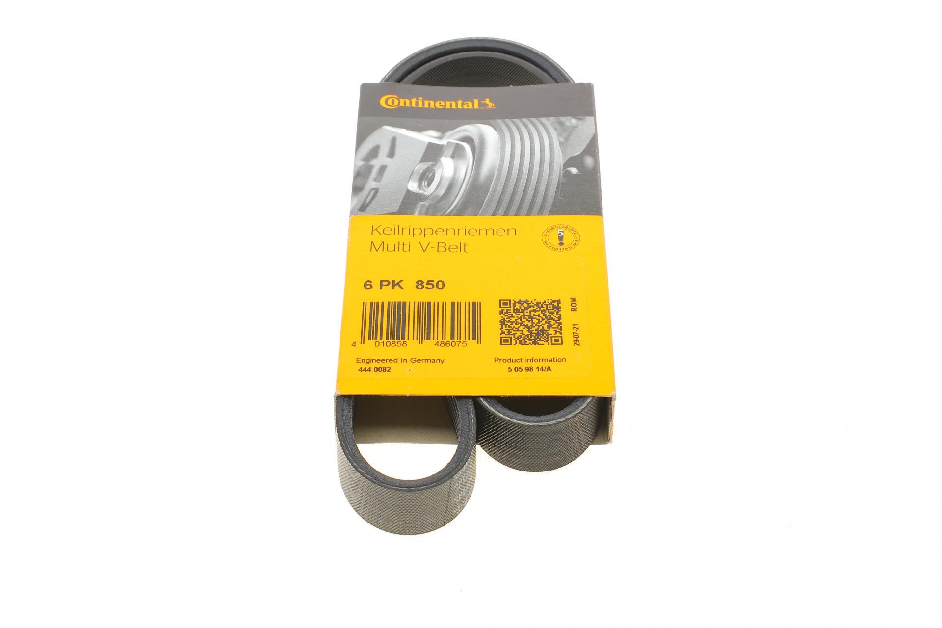 Ремінь генератора Continental Citroen C1/Peugeot 107/Toyota Aygo 1.0 i 05-14 (6PK850)
