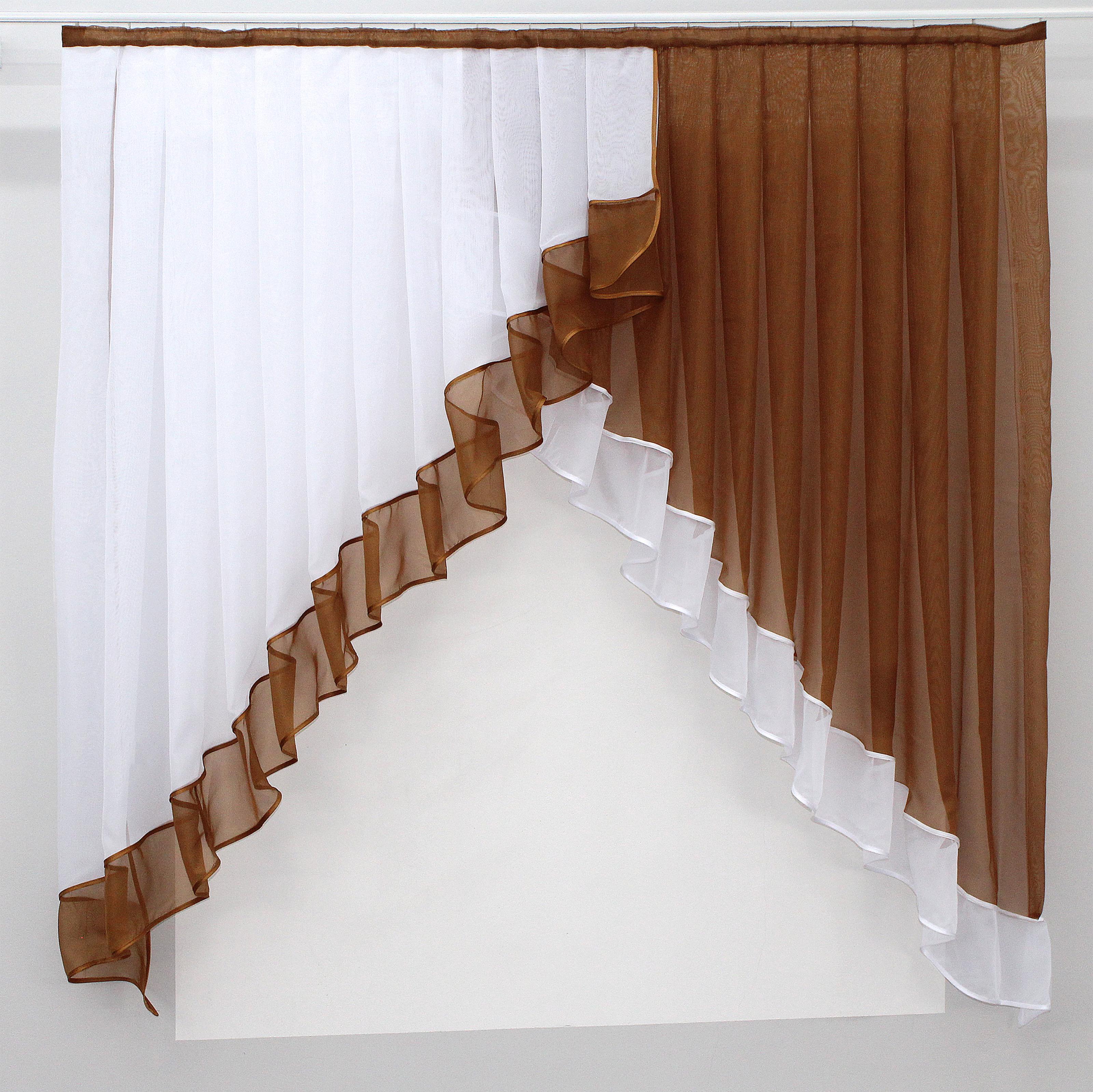 Занавеска кухонная VR-Textil № 023к 150х150 см Белый/Коричневый (50-520) - фото 1