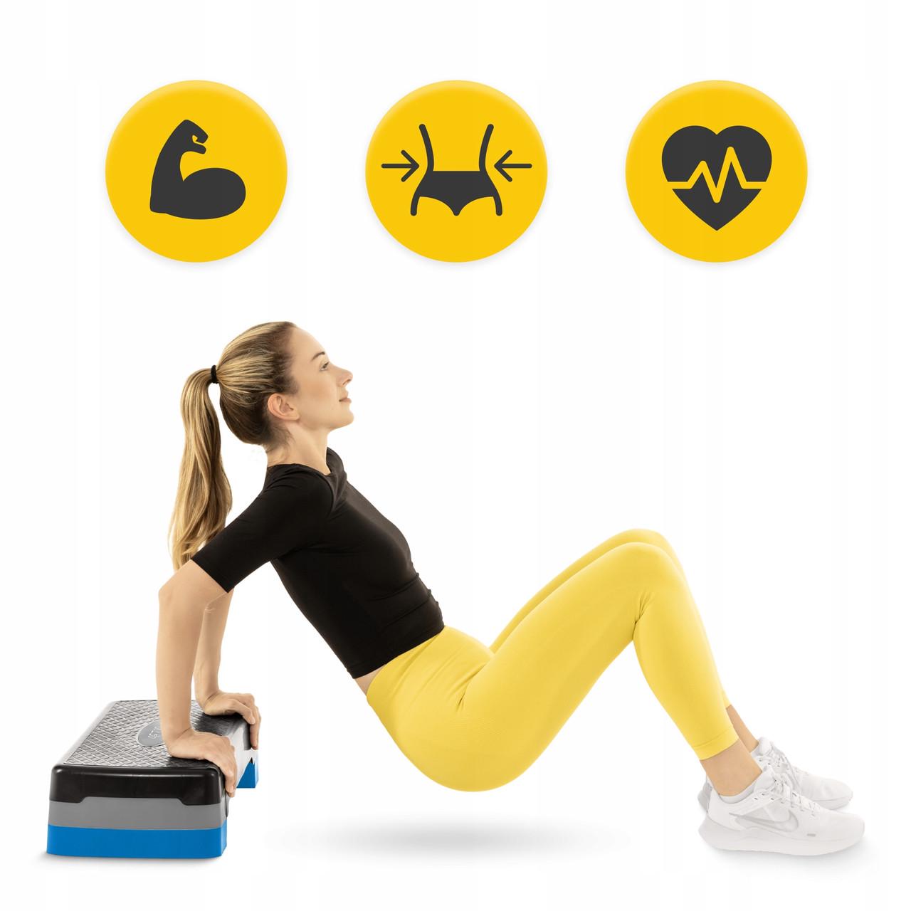 Степ-платформа 2-ступенчатая 4fizjo 69х28х10-15 см Black/Blue (P-5907222931370) - фото 3 Степ-платформа 2-ступенчатая 4fizjo 69х28х10-15 см Black/Blue (P-5907222931370) - фото 3