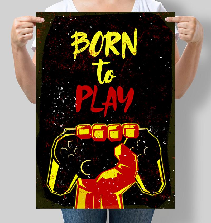 Постер с цитатой Born to Play слоган Nintendo 30x42 см A3 без рамки (M161_A3) Постер с цитатой Born to Play слоган Nintendo 30x42 см A3 без рамки (M161_A3)