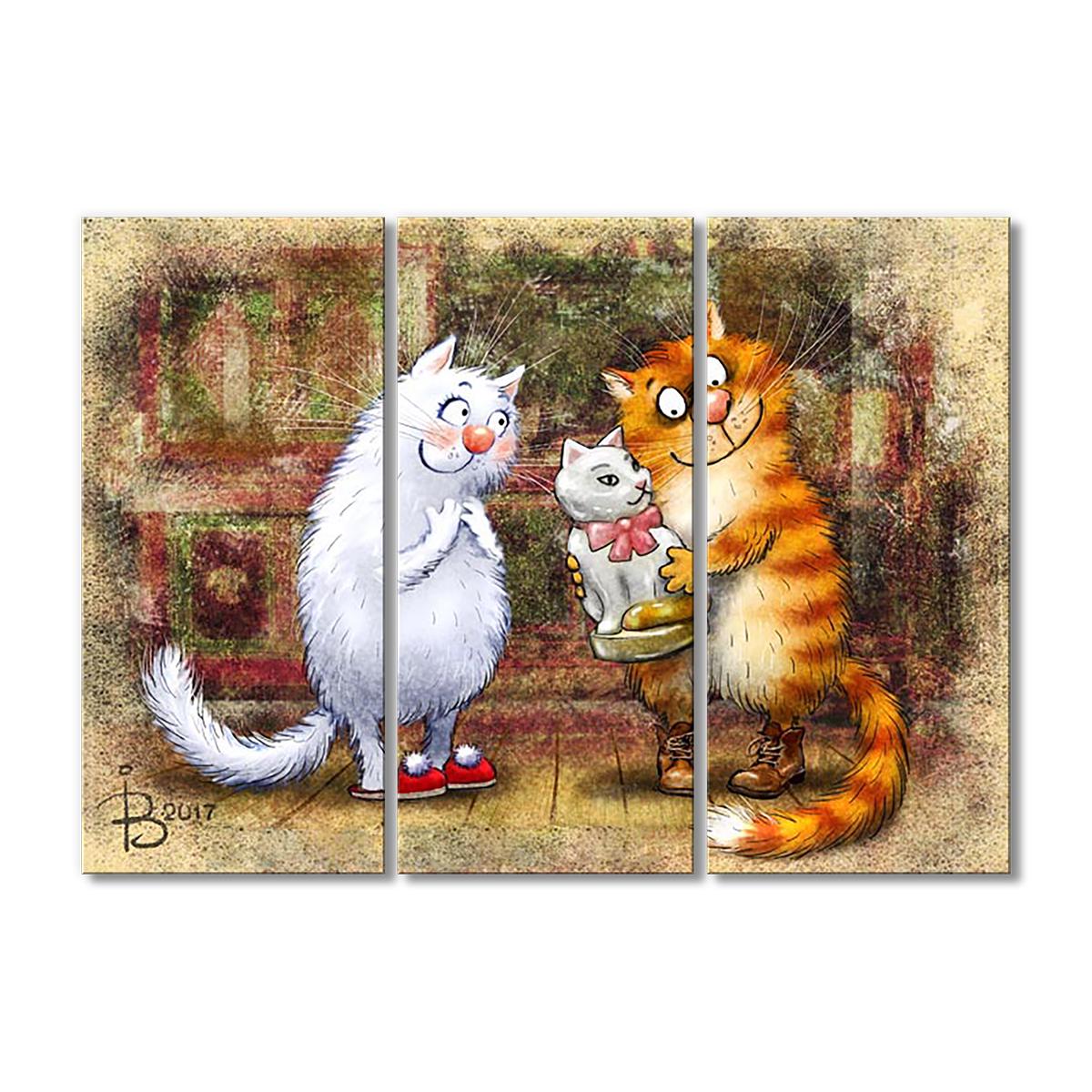 Модульная картина Это тебе, Мурочка. 3 модуля 60x90 см