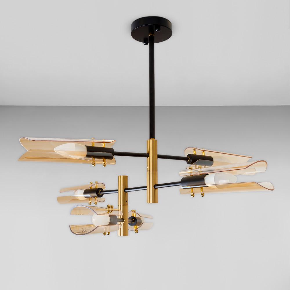 Люстра стельова Light House LS-18913-6 BR Чорний/Бронзовий/Бурштиновий