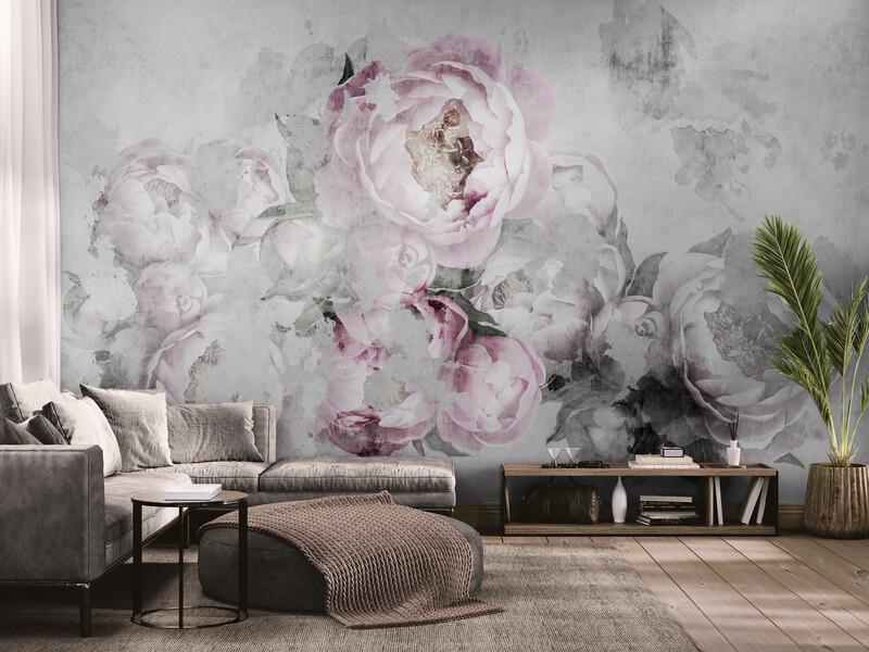Фотообои в спальню Розовые цветы (S2043)