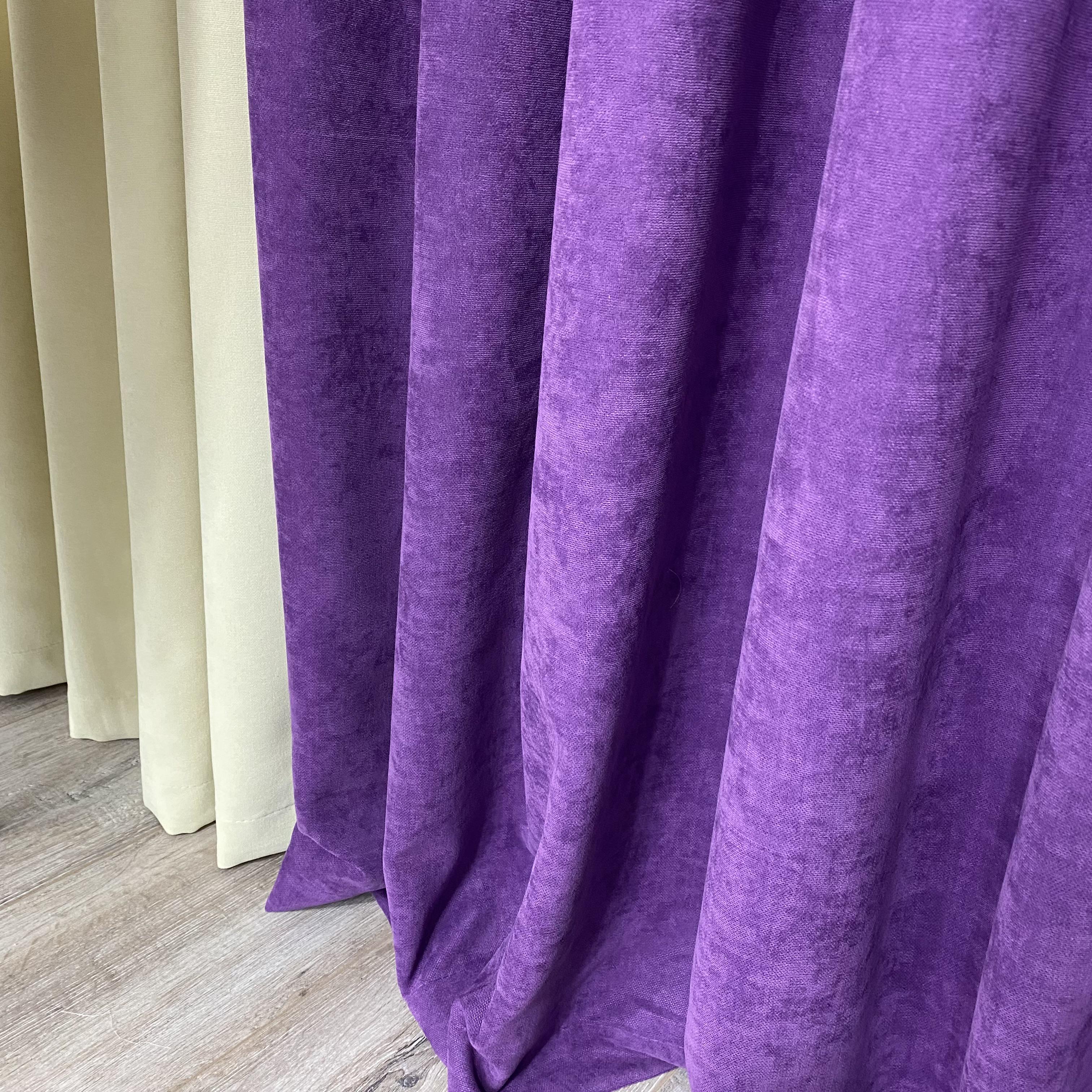 Шторы микровелюр TG Home Дуэт №450 1,50х2,70 м Фиолетово-кремовый (450-98/250) - фото 8