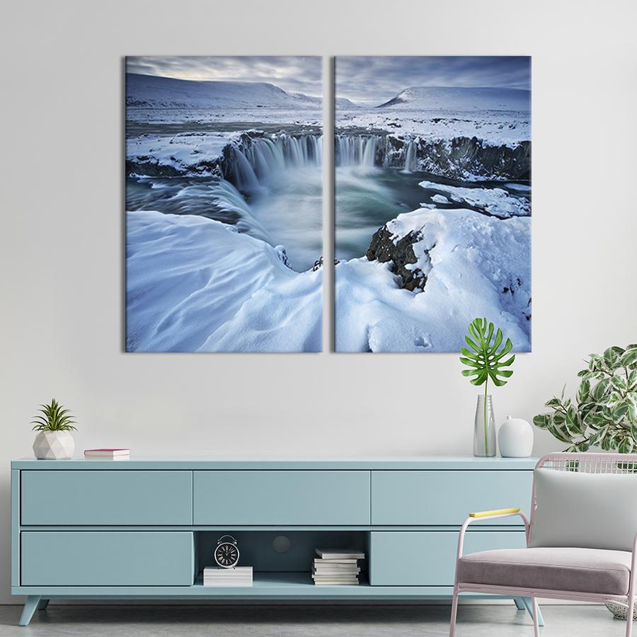 Модульная картина на холсте Диптих Северный водопад 111x81 см (636-2)