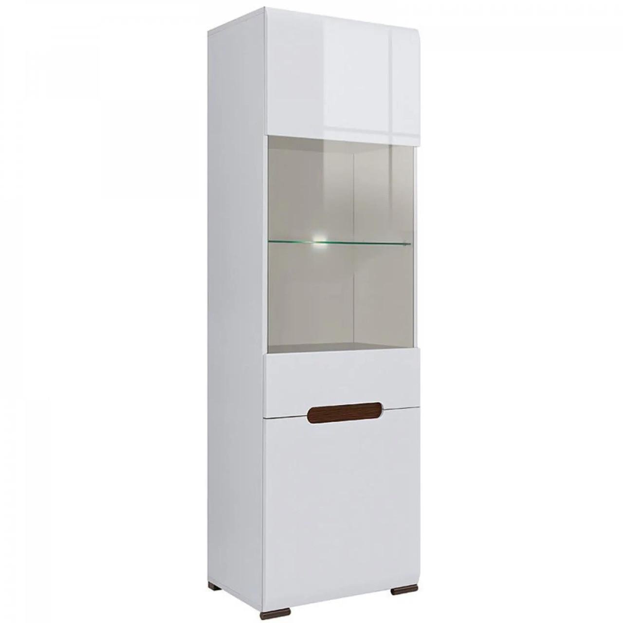 Пенал-вітрина з підсвіткою ВМК Ацтека REG1W1D/21/6 Білий/Білий глянець (GRB-1662)