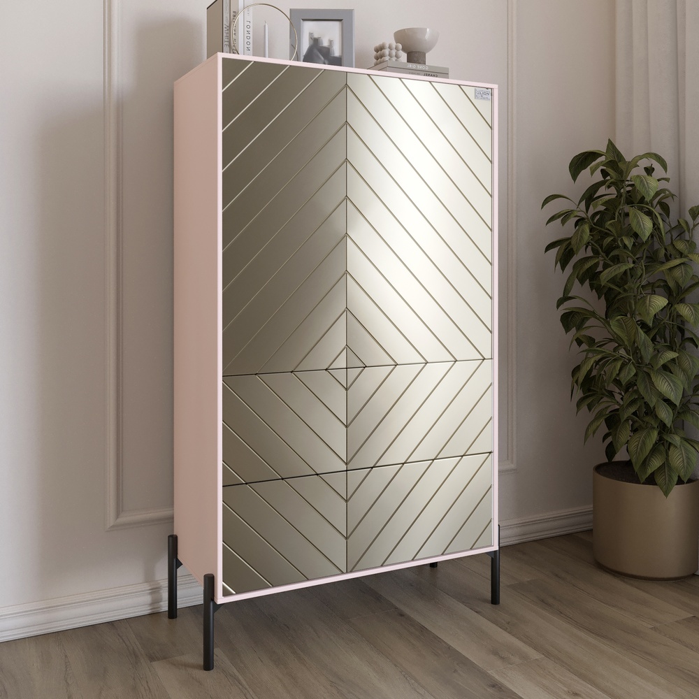 Комод-пенал Lion Амарант 84x40x150 см Розовый/Перламутровый металлик (LION-042161)