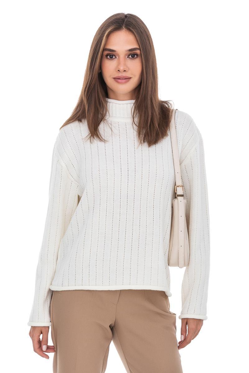 Джемпер с воротником-стойкой  SVTR р. 50-52 Молочный (557) - фото 4