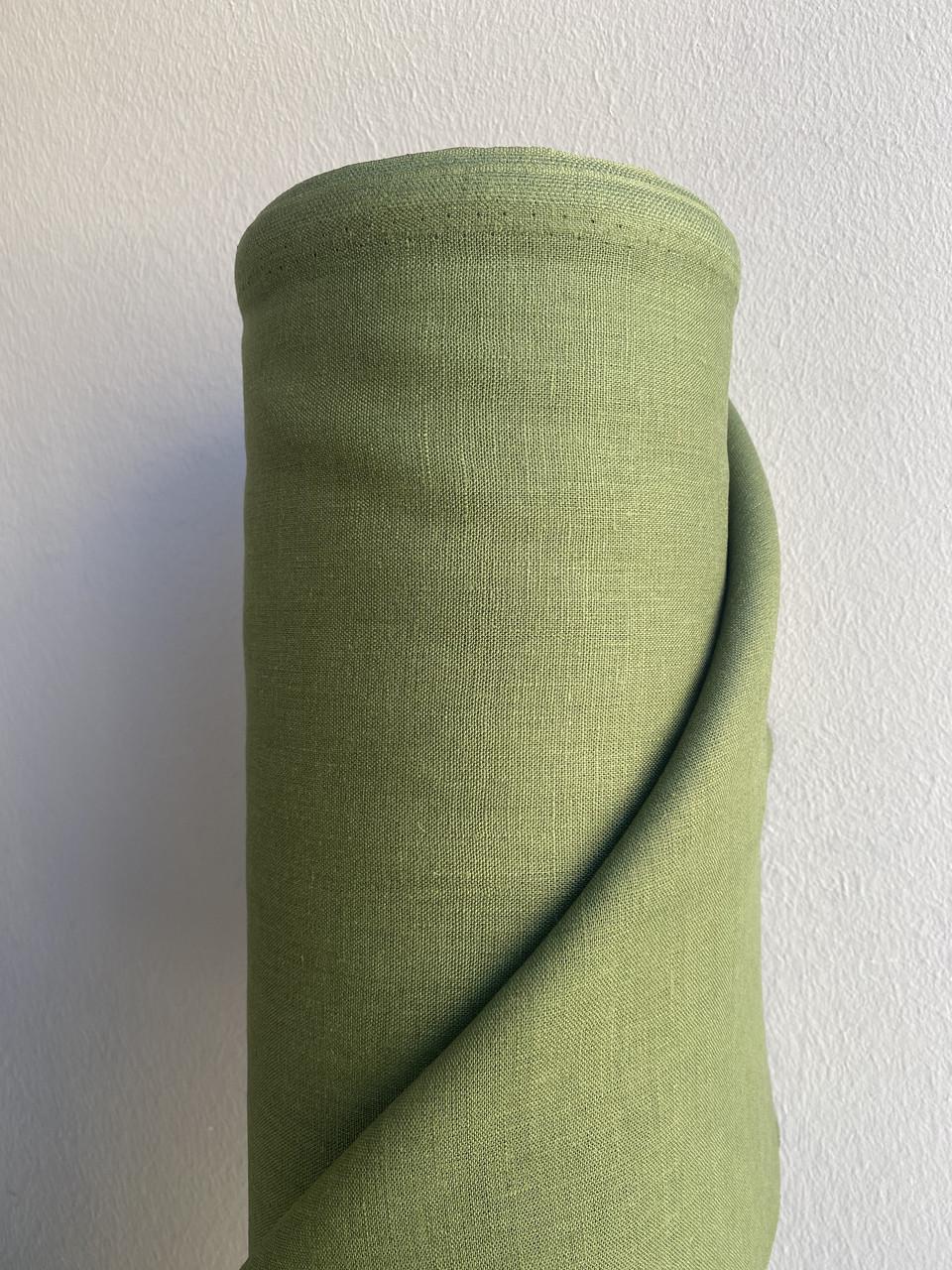Ткань Linen Plus костюмная 100% лен Оливковый 054/372 - фото 1 Ткань Linen Plus костюмная 100% лен Оливковый 054/372 - фото 1