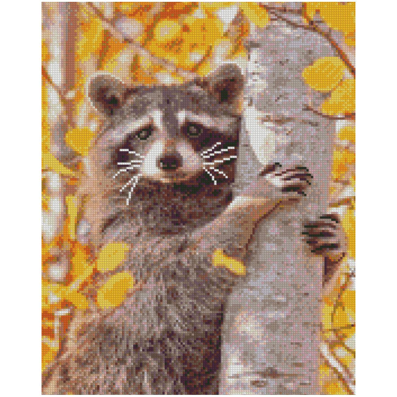 Алмазная мозаика Strateg Енот на дереве 40х50 см (Str-FA0016)