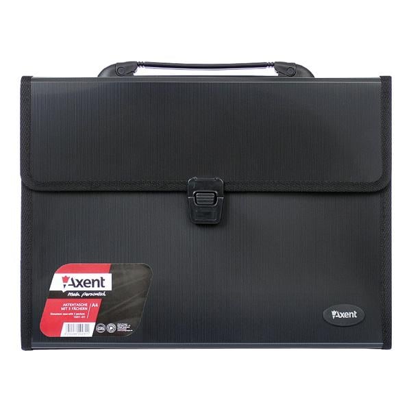 Портфель Axent 3 отделения А4 332х260х40 мм РР Черный (1601-01-a)
