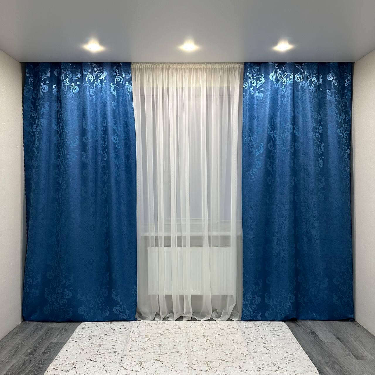 Штори Toscana жаккардові 1,5х2,7 м 2 шт. Синій - фото 1