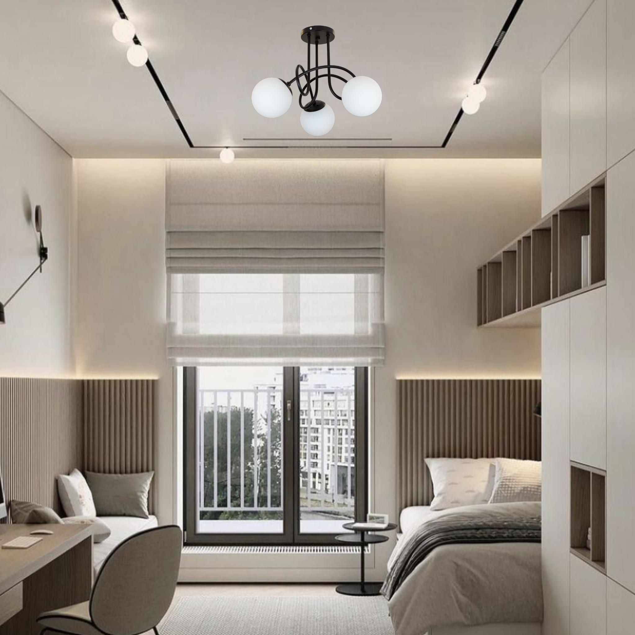 Люстра стельова Triple Glow з 3 плафонами-кулями Чорний/Білий (52-9903-3 BK+WH) - фото 3