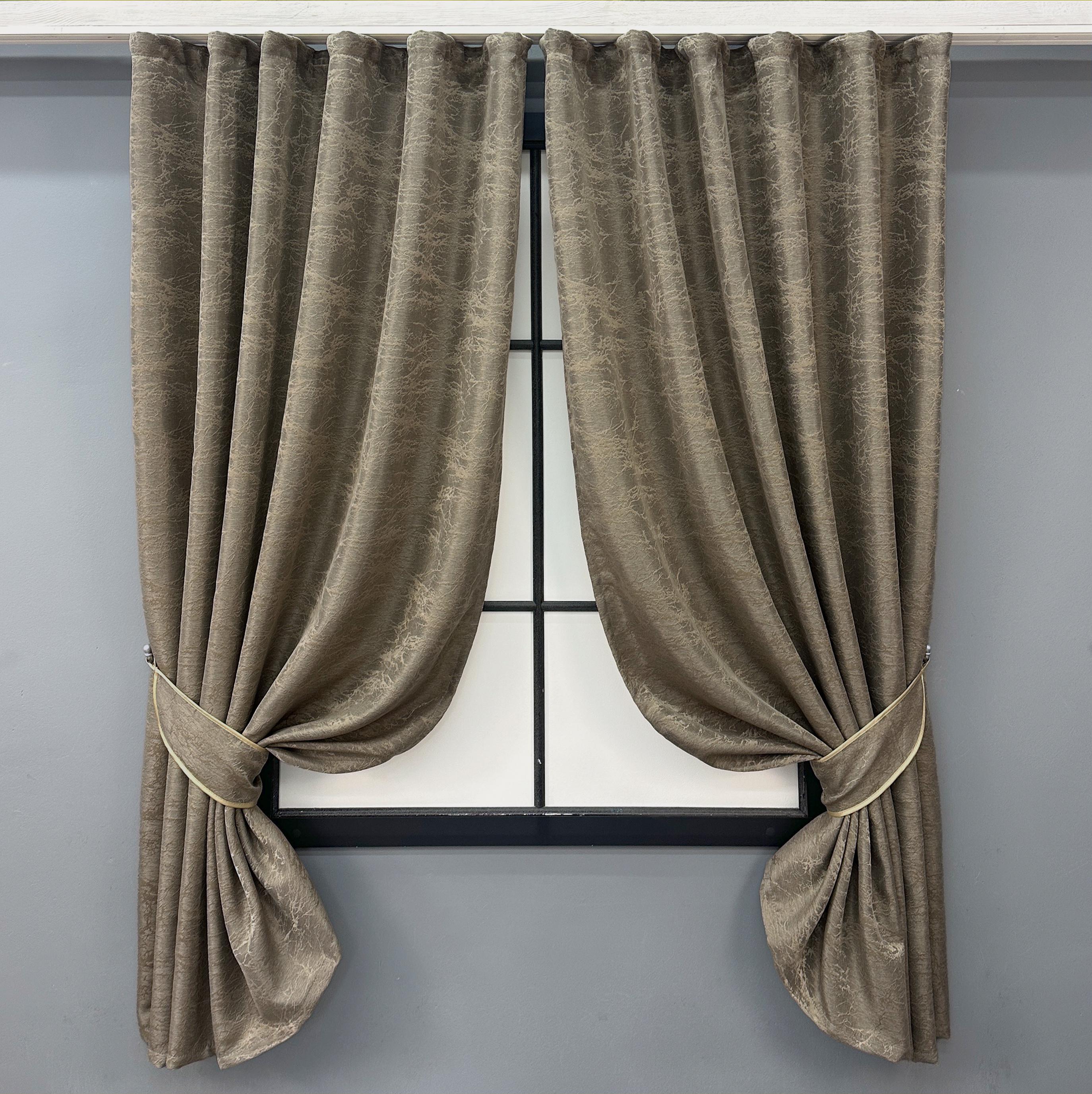 Комплект коротких штор VR-Textil Жакард Viva Marmo № 1786ш 130х170 см 2 шт. Какао (35-0373)