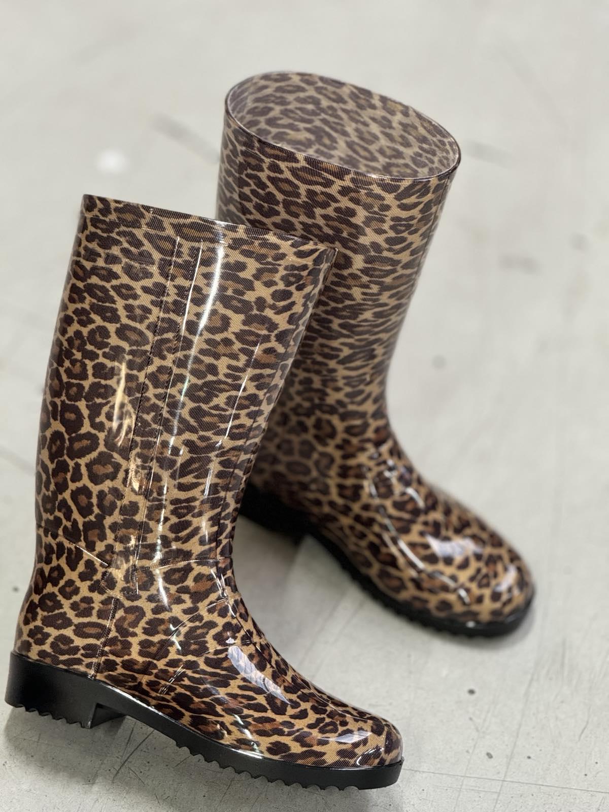 Резиновые сапоги женские демисезон высокие р. 39-40 Леопардовый (0979-39-40)