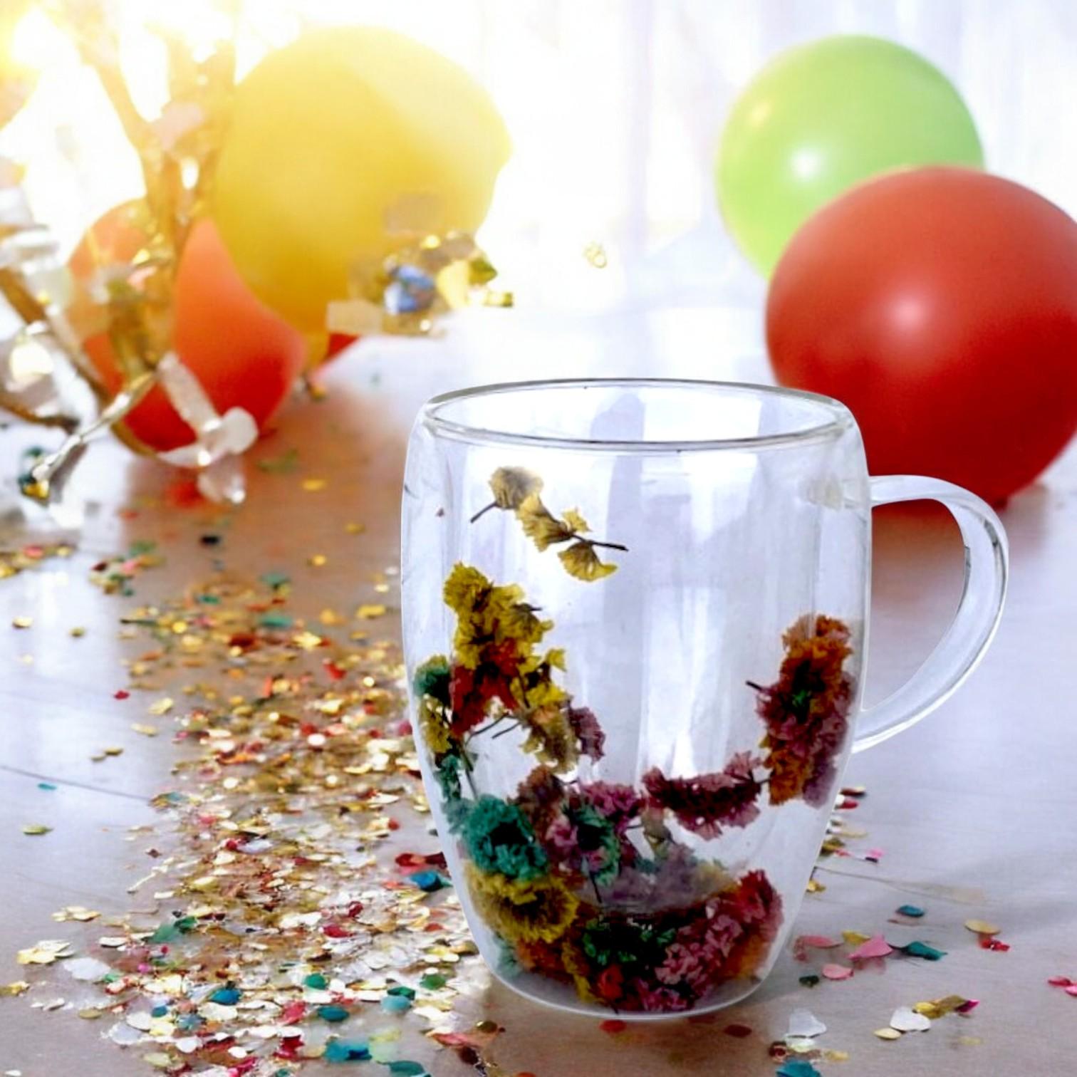 Чашка с двойным дном с сухоцветами 350 мл Прозрачный (6457) - фото 3